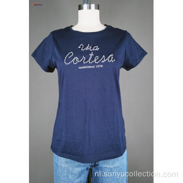 Ladie&#39;s Navy T-shirt met korte mouwen